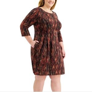 CONNECTED APPAREL NWT Women’s Size 14W Rust/Fall Colors Work Sheath Dress